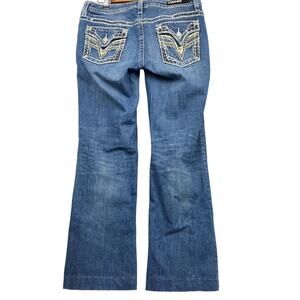 Classic Fit Vigoss Boot Cut Distress Jeans w Rhinestone Thick Embellish pockets